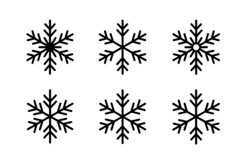 Collection of six simple black snowflake designs