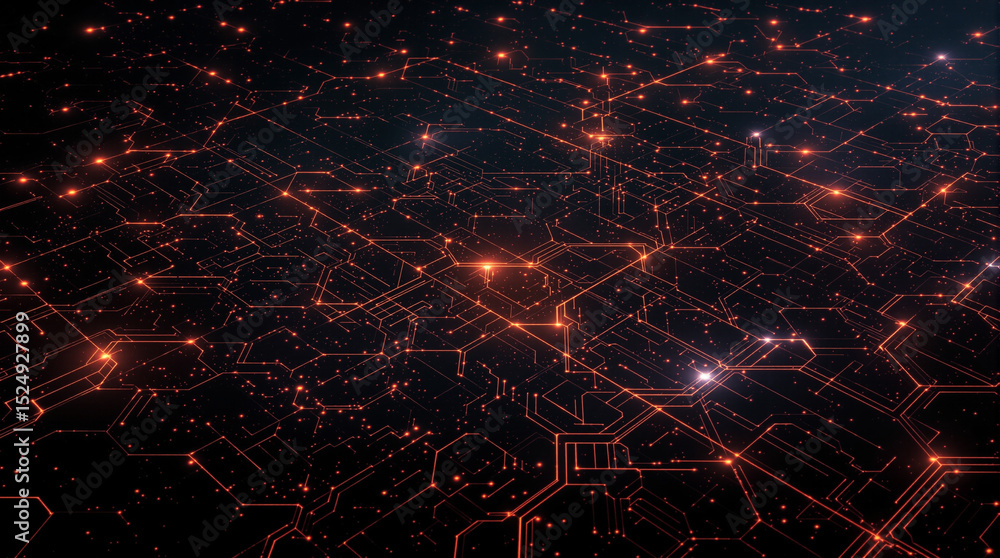 Poster illuminated circuitry: a mesmerizing tapestry of illuminated circuits and digital pathways, a visual