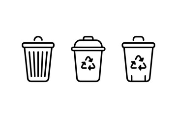 Three different recycle bins with recycle symbols