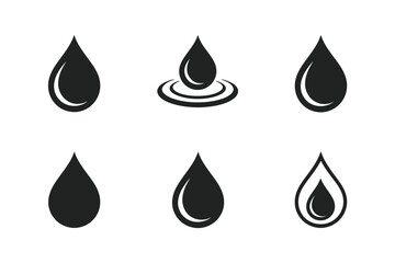 Illustration of various black water droplet shapes