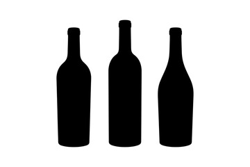 Silhouette of three wine bottles against white backdrop