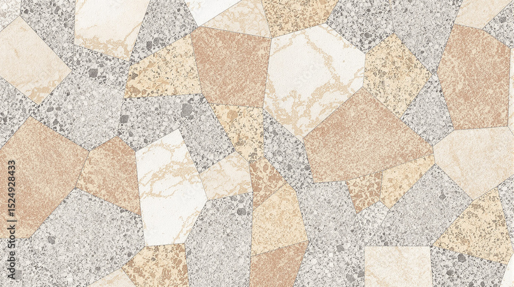 Poster stone mosaic: a captivating close-up view of a mosaic floor showcases an array of irregularly shaped