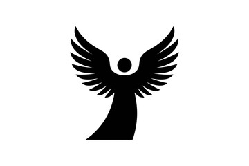 Silhouette of an angel with outstretched wings art