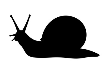 Silhouette of a snail with shell and antennae facing © Jibongfx