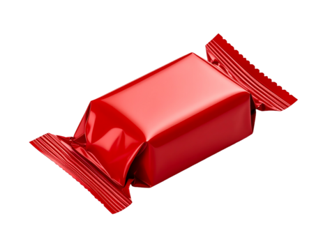 Shiny red candy wrapped in colorful foil. - Powered by Adobe