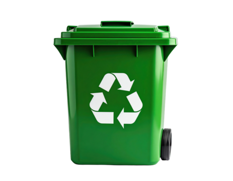 Green recycling bin for sustainable waste disposal.