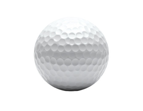 Close-up of a golf ball on black background.