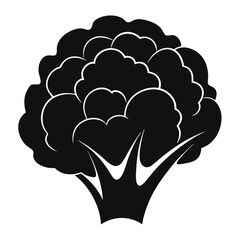 silhouette cauliflower on white background