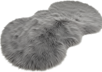 Isolated Soft Gray Faux Sheepskin Rug with Cloud Shape