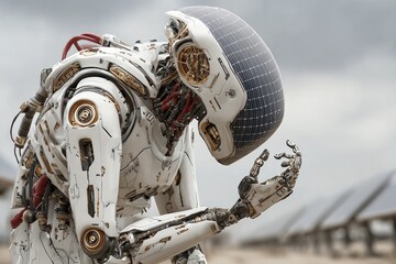 Ai robot innovates sustainable infrastructure construction using clean energy technology in urban environments