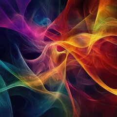Obraz premium Abstract artwork featuring vibrant, swirling, translucent colors on a dark background