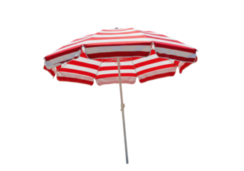 Isolated Striped Red and White Beach Umbrella