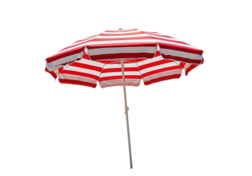 Isolated Striped Red and White Beach Umbrella