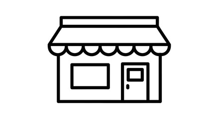 Simple Line Drawing of a Small Shop Building Perfect for Business Logos, Websites, and Marketing Materials