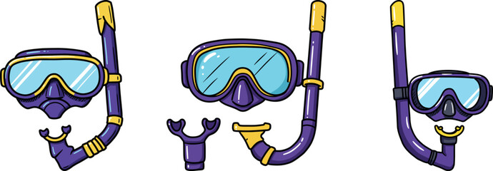 Summer Snorkeling Gear Clipart - Vector Illustration of Dive Mask & Snorkel Tube