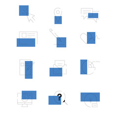 Vector set of business icons and cards for web, internet, office, and technology communication design