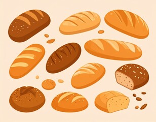 Assorted Bread Types Illustration