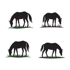 Grazing Horse In Open Green Field