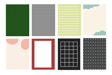 aesthetic printable notepaper pack with grid, dot, lined, and abstract backgrounds for journaling, planning, bullet notes, and scrapbooking