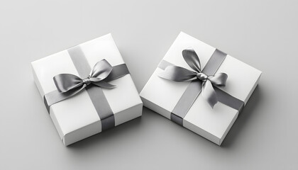 Fototapeta premium white plain empty blank front open square magnetic paper packaging gift box with ribbon on isolated background