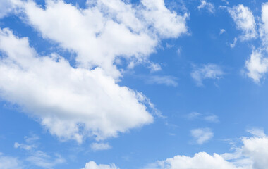 White cloud over blue sky background, weather and season, nature sky background