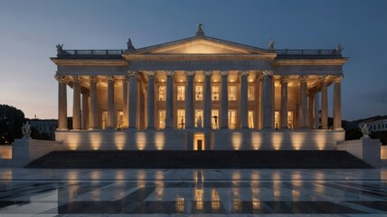 Obraz premium Majestic Neoclassical Building at Dusk Architectural Photography
