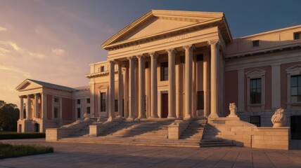 Obraz premium Majestic Classical Building at Sunset Architectural Photography