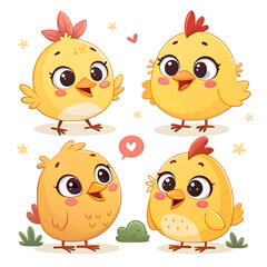 Fototapeta premium set of funny cartoon chicken