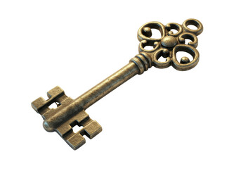 Isolated Antique Ornate Key with Intricate Details