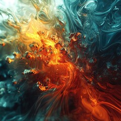 Fototapeta premium Abstract swirling colors of fire and ice, a dynamic visual of contrasting elements