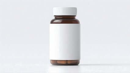 a cylindrical supplement bottle, isolated on a pure white background 3D mockup