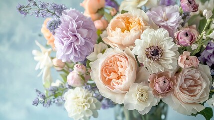A stunning floral arrangement in pastel colors