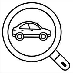 Car search magnifying glass icon isolated on white background