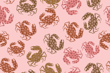 seamless crab pattern for background, fabric, wrapping, etc.