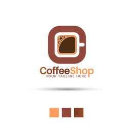 Modern coffee shop vector logo design