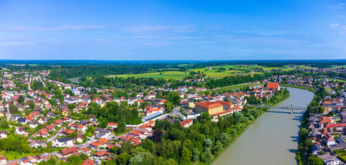 City of Laufen, Bavaria, and Oberndorf, Austria, in summer