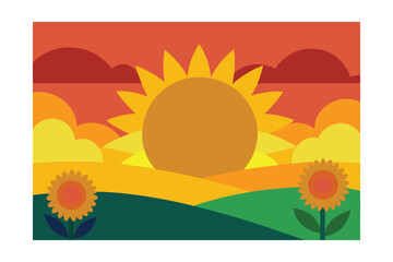 summer landscape with sunflowers