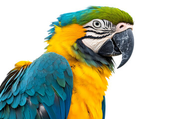 yellow macaw isolated on white background PNG.&nbsp;