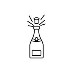 champagne bottle icon, vector line isolated on white background. trendy and modern design