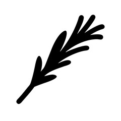 Obraz premium Black Silhouette of Rosemary Sprig Symbolizing Cooking, Culinary Arts, and Flavors for Food Blogs, Recipe Websites, Menu Designs, and Healthy Eating Education 