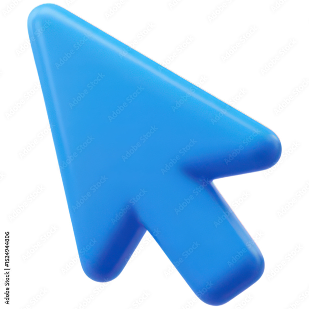 Poster 3d rendered blue computer mouse cursor arrow isolated on transparent background with glossy finish f