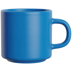 3d rendered vibrant blue coffee mug isolated on a transparent background featuring a clean minimalist design.