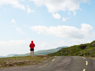 Looking at the scenic Gap of Dunloe in County Kerry, Ireland on a bright day.