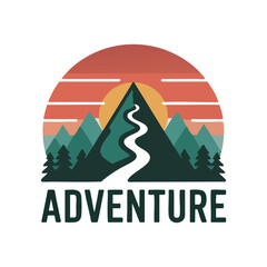 Badge mountains with the word adventure