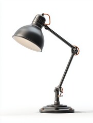 Office desk lamp with adjustable arm showcases modern design and functional elegance in a bright workspace setting