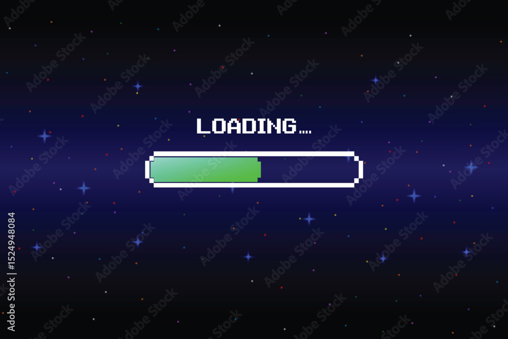 Poster loading. pixel art. 8 bit. retro game. for game assets in vector illustrations. retro futurism sci-f