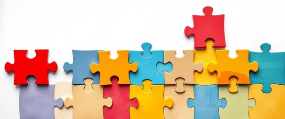 Fototapeta premium Abstract puzzle pieces forming a cohesive team, symbolic of collaboration and problem-solving, business, modern