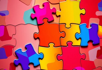 Fototapeta premium Abstract puzzle pieces connecting, symbolizing teamwork and creative solutions, puzzle, partnership