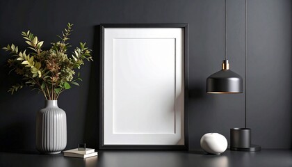  blank poster/photo frame mockup on black wall