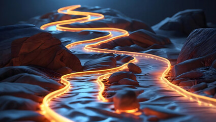 Glowing River Path  Abstract Nature Scene